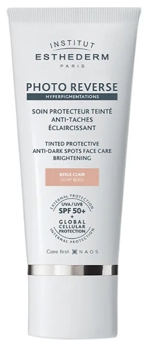 Institut Esthederm Photo Reverse szinezett fényvédő hiperpigmentált bőrre SPF50+ világos bézs 50ml