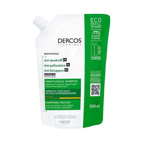 Vichy Dercos Korpa elleni sampon száraz hajra környezetbarát utántöltő 500ml