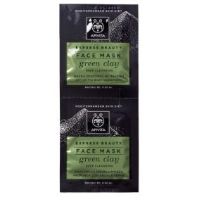  Apivita Express mélytisztító arcmaszk zöld agyaggal 2x8ml