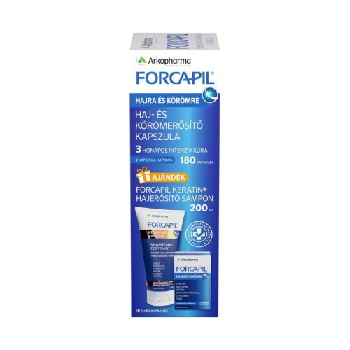 Forcapil haj- és körömerősítő kapszula 180x és Keratin+ sampon 200ml